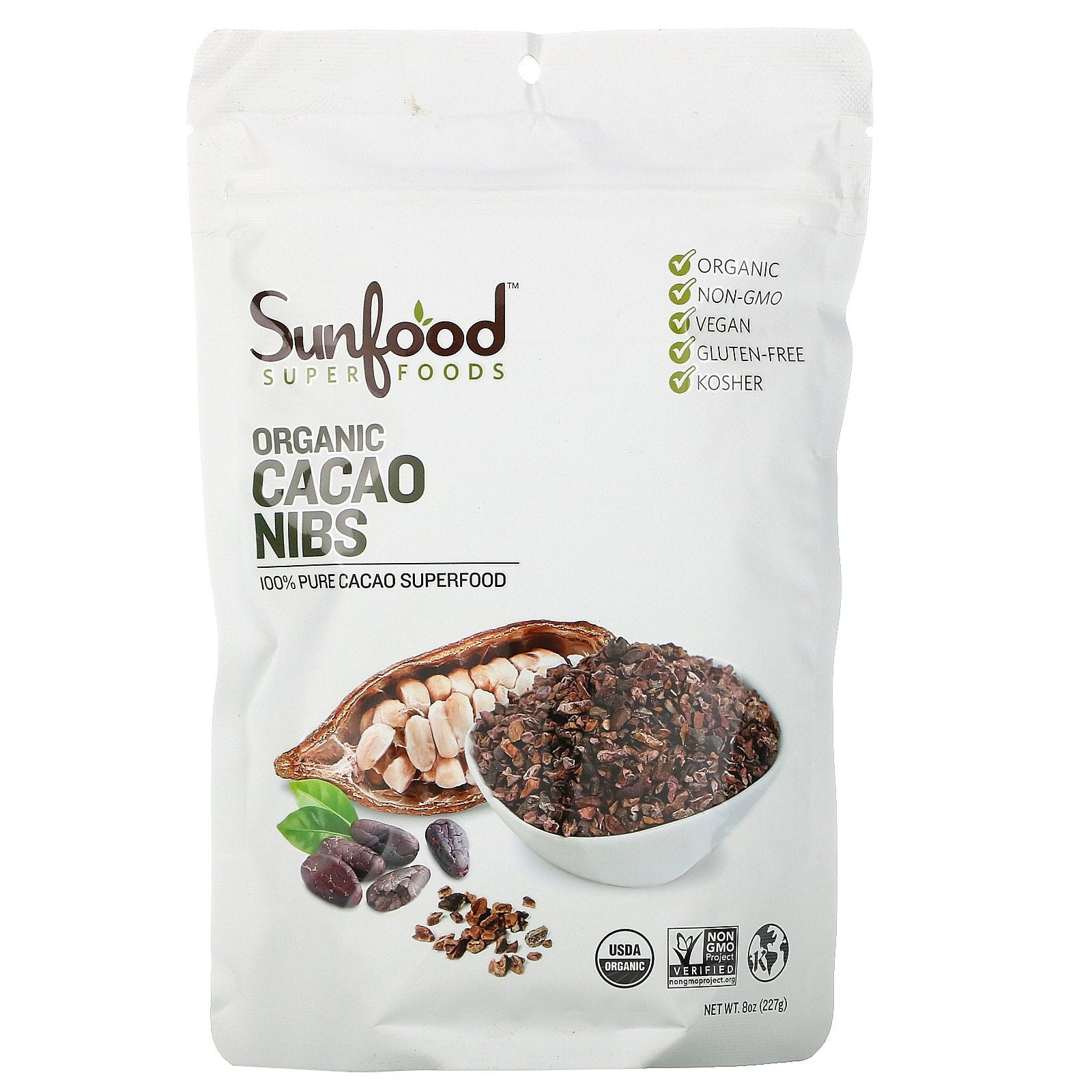 Sunfood, Chocolate Cacao Nibs, 8 oz (227 g)