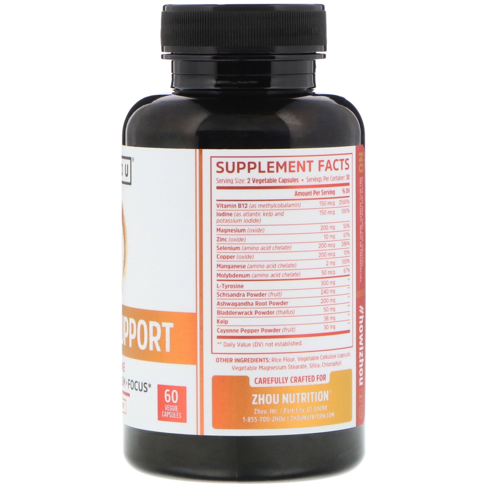 Zhou Nutrition, Thyroid Support with Iodine, 60 Veggie Capsules