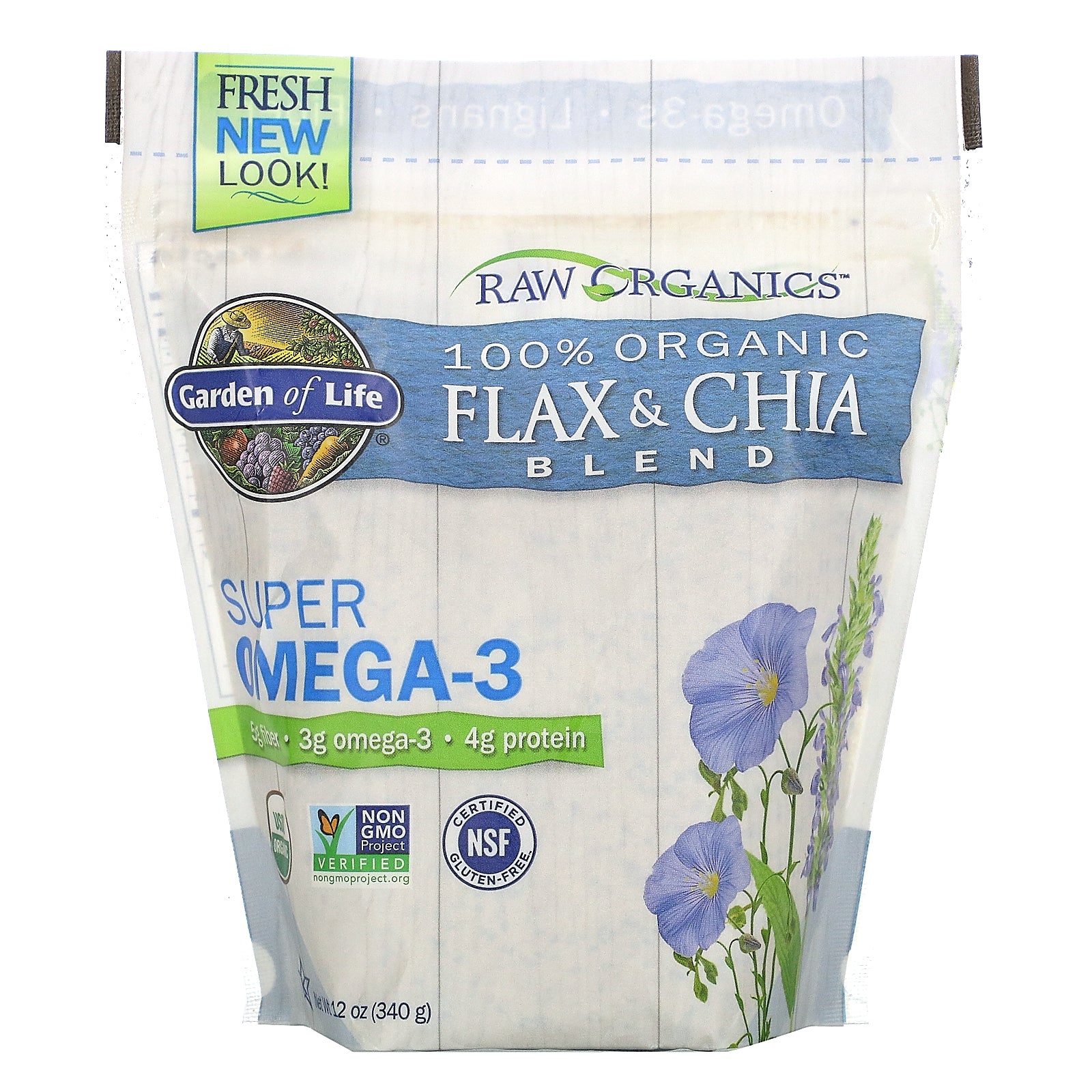 Garden of Life, 100% Organic Flax & Chia Blend, 12 oz (340 g)