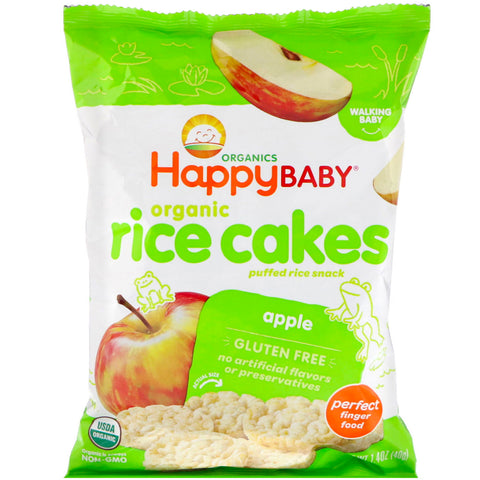 Happy Family Organics, Organic Rice Cakes, Puffed Rice Snack, Apple, 1.4 oz (40 g)
