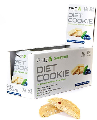 PhD, Diet Cookie, Blueberry & White Chocolate - 12 cookies