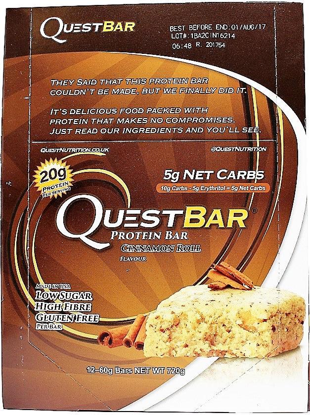 Quest Nutrition, Quest Bar, Cinnamon Roll - 12 bars