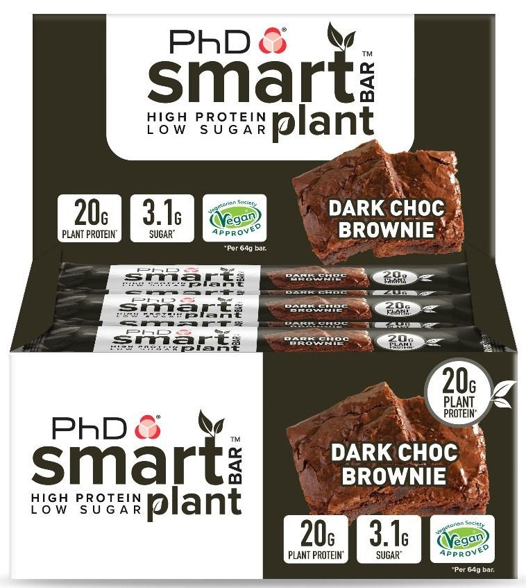 PhD, Smart Bar Plant, Dark Choc Brownie - 12 bars