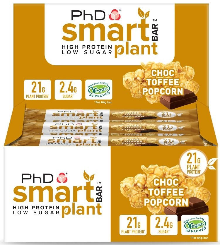 PhD, Smart Bar Plant, Choc Toffee Popcorn - 12 bars
