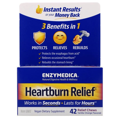 Enzymedica, Heartburn Relief, Vanilla-Orange - 42 chewables